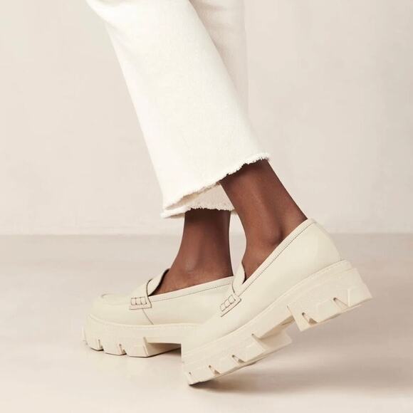 Alohas Trailblazer Cream Leather Chunky Loafers Y2K Size 42/US 11 - Picture 4 of 14